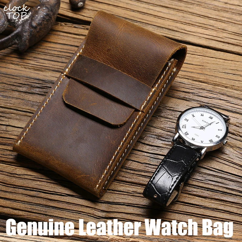 

Genuine Leather Watch Storage Box for Watch Brown Jewelry Bag Case Holder Outdoors Wristwatch Travel Organizer Boxes Accessories
