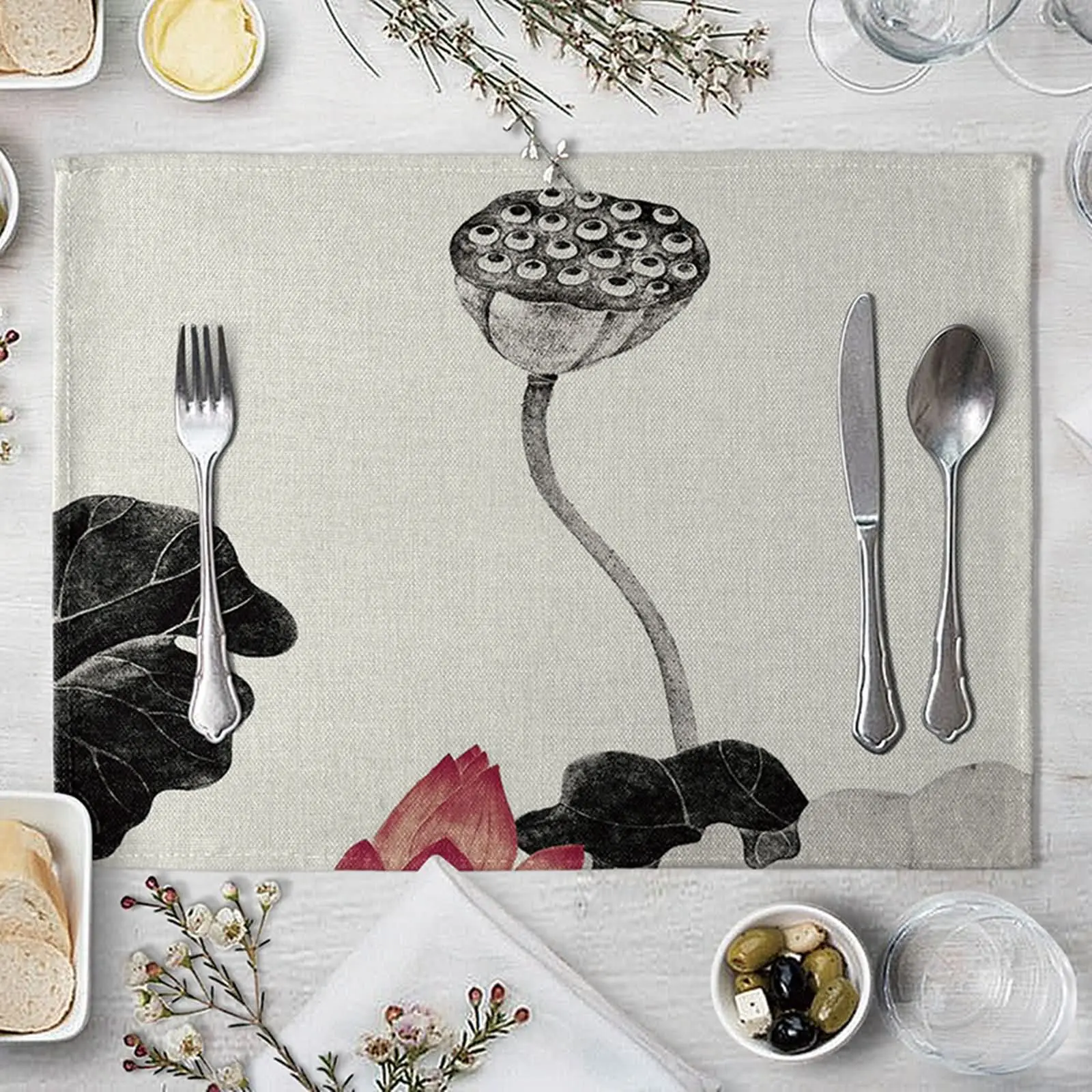 

Коврики для стола, красные серые центральные части для столовой, Настольная дорожка с подставкой, набор квадратных ковриков для улицы