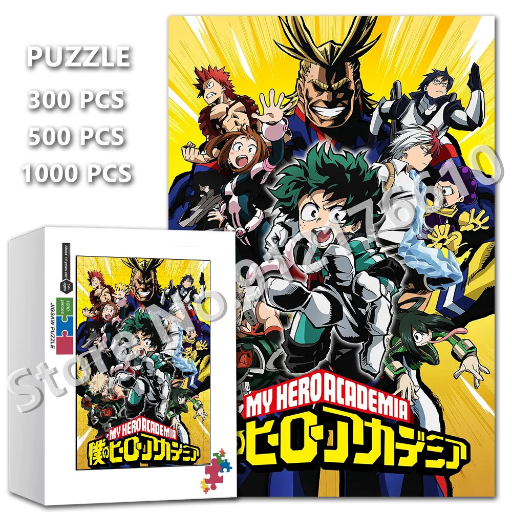 

My Hero Academia Jigsaw Puzzle 300/500/1000 Pieces Japanese Anime Cartoon Diy Assembled Puzzle Decompress Educational Toys Gifts