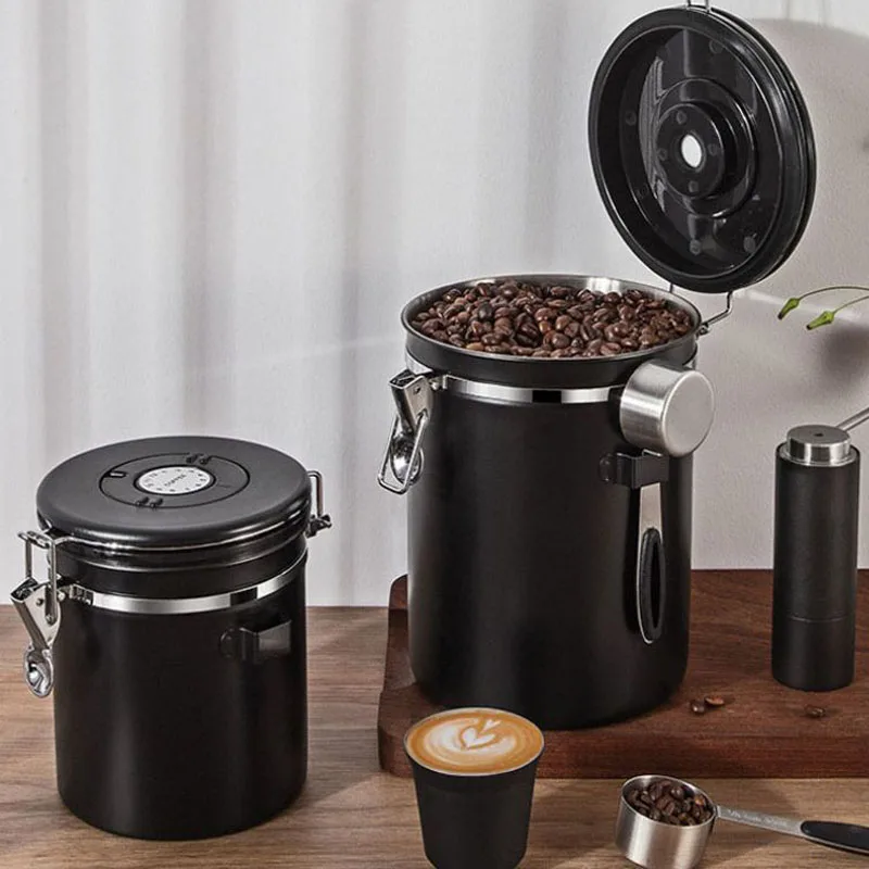 Large capacity coffee storage container Stainless steel coffee bean can Sealing coffee filling food storage container