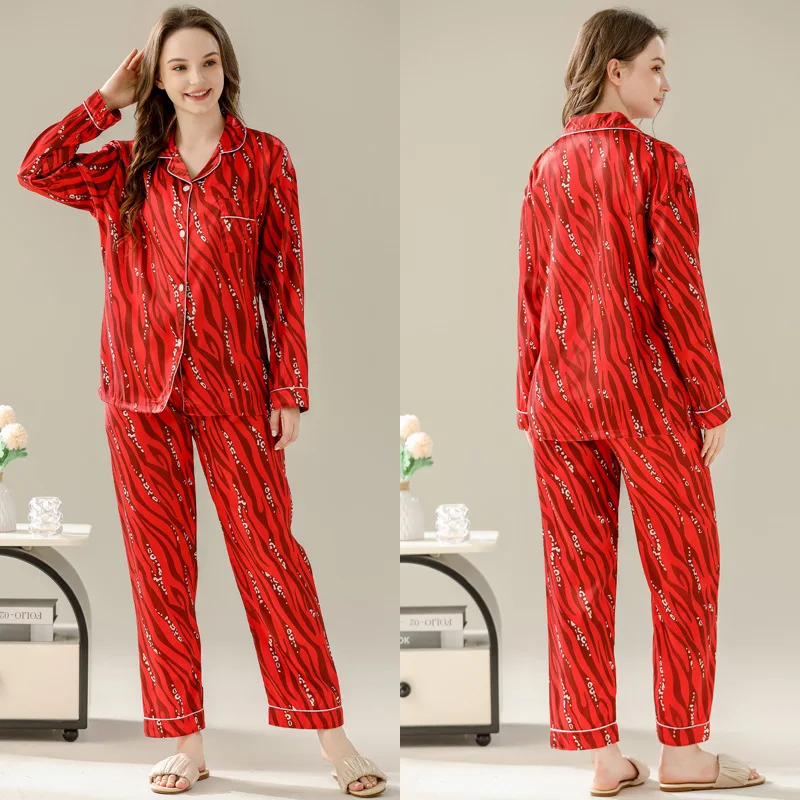 Пижамный комплект Женский из двух предметов атласная пижама искусственного