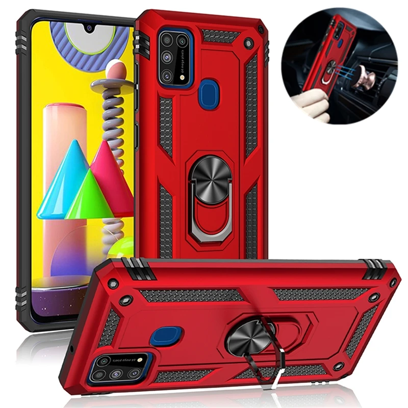 

For Samsung Galaxy A01 M01 Core Case Shockproof Armor Magnet Ring Holder Phone Case For Samsung M01 M01S M21 M31 M31S Back Cover