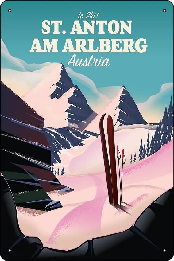 St. Anton am Arlberg австрийская Лыжная печать металлический жестяной знак 12X8 дюймов