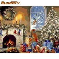ruopoty diy pictures by number christmas diy kits home decor painting by numbers landscape drawing on canvas handpainted art gif