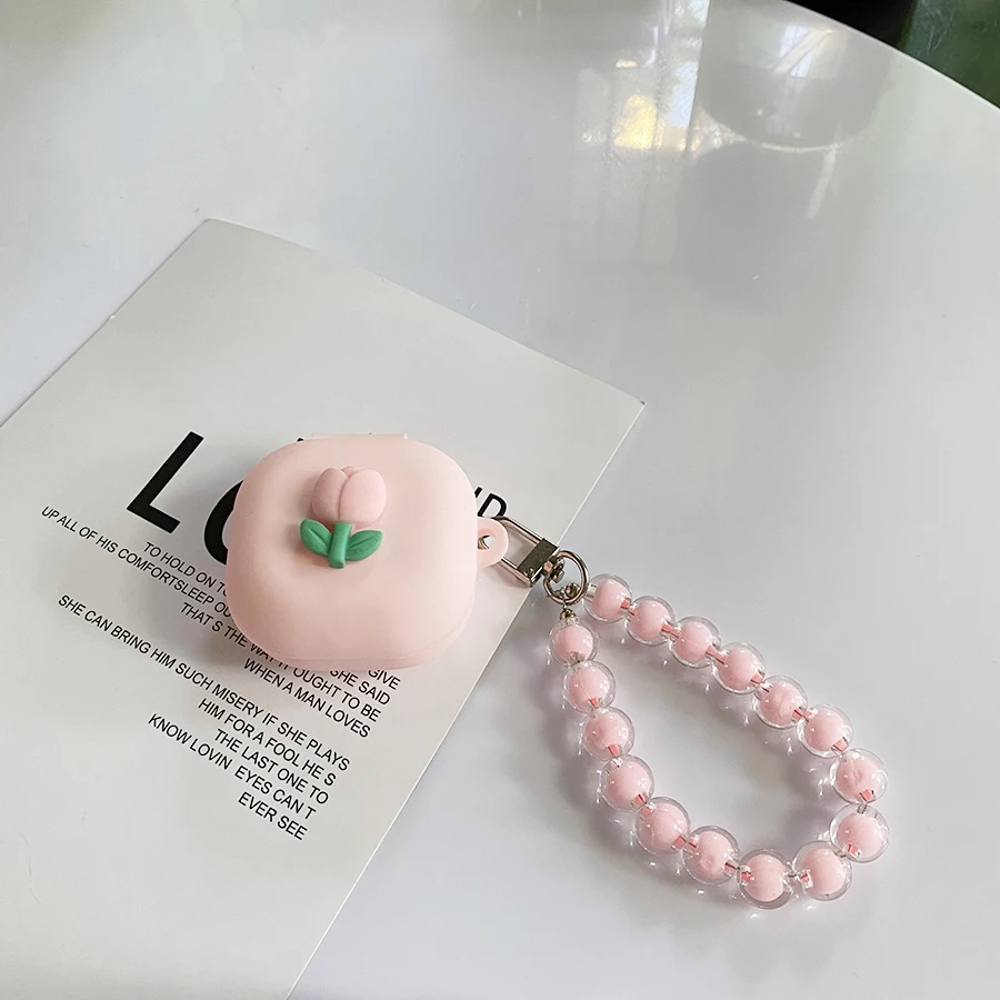 Милый чехол для OPPO ENCO W51/W31, силиконовый чехол для наушников с тюльпанами, цветами Маргариток и брелоком