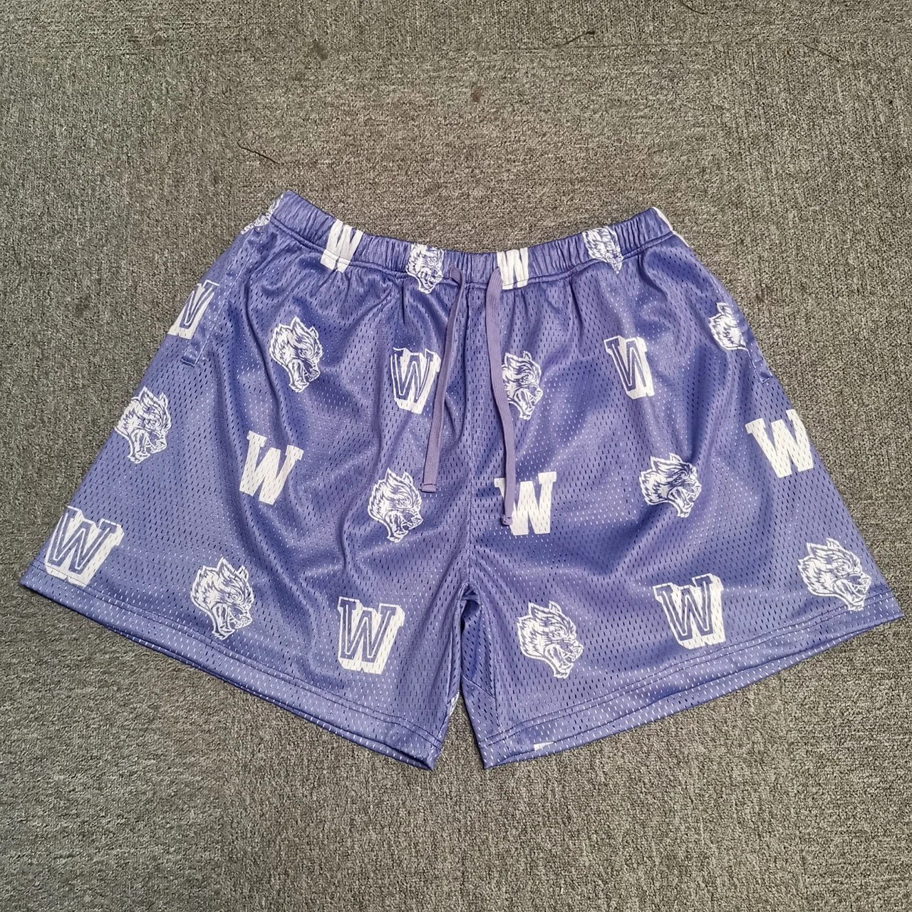 DARC Mesh Shorts Men Women Classic GYM Mesh Shorts Sport Shorts Wolves Print With Liner Double Layer US SIZE