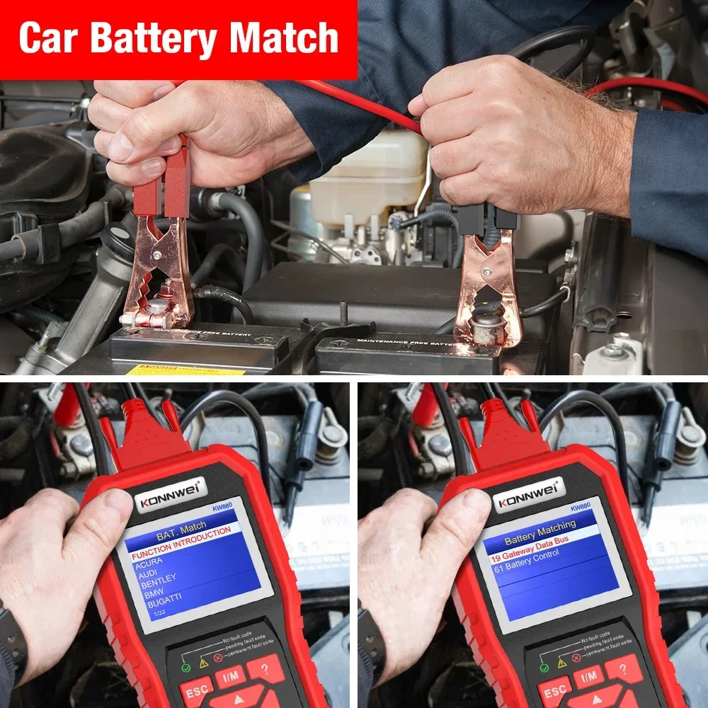 KW880 12 В тестер автомобильного аккумулятора анализатор автоматический