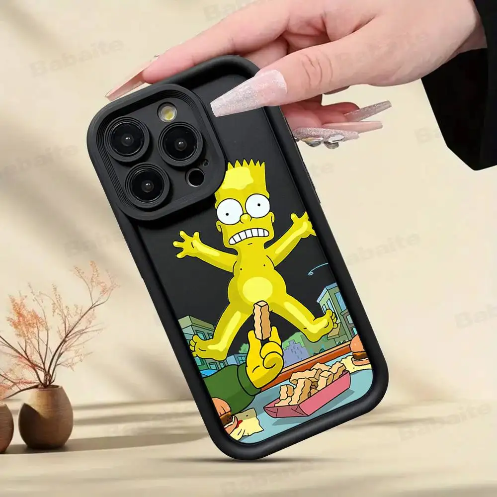 Фото Забавный мультяшный чехол для телефона S-Simpsons, силиконовый чехол для телефона для IPhone 17 Air 17, 16, 15, 14, 13, 12, 11 Plus Pro Max, противоударный №3