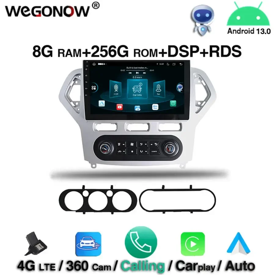 Для Ford Mondeo 2007-2010 Carplay 360 камера 9 дюймов DSP IPS Android 13.0 8 ГБ 256 Автомобильный DVD-плеер GPS