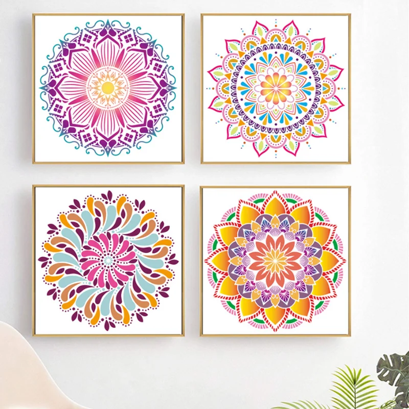 

30.5*30.5cm Mandala Lotus Stencil DIY Layering Auxiliary Painting Template Tile Stone Wall Painting Spray Decoration Reusable