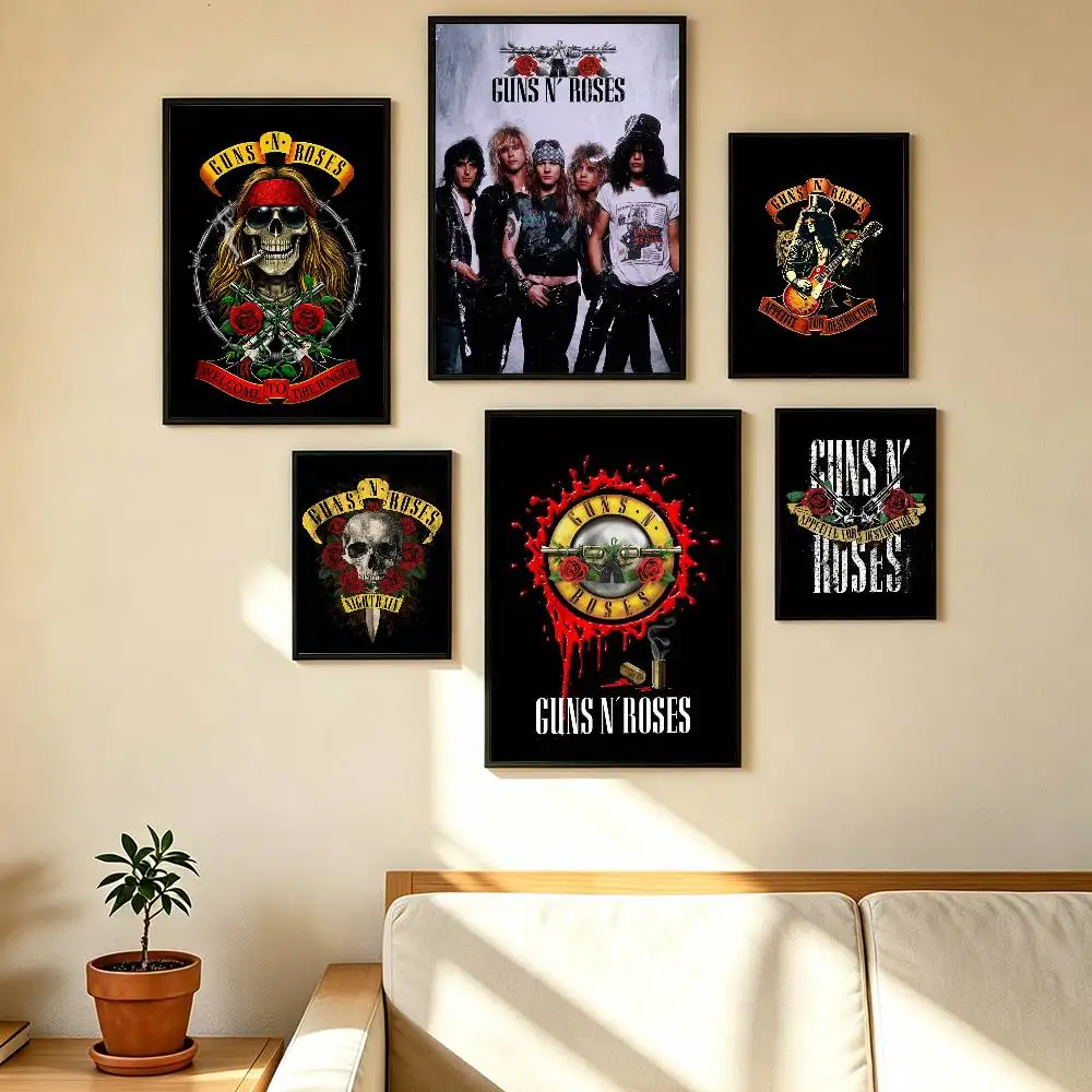 Фото Постер группы G-Guns N-R-Roses, водонепроницаемая настенная наклейка для бара, гостиной, винтажный декор, высококачественная печать, подарок. №1