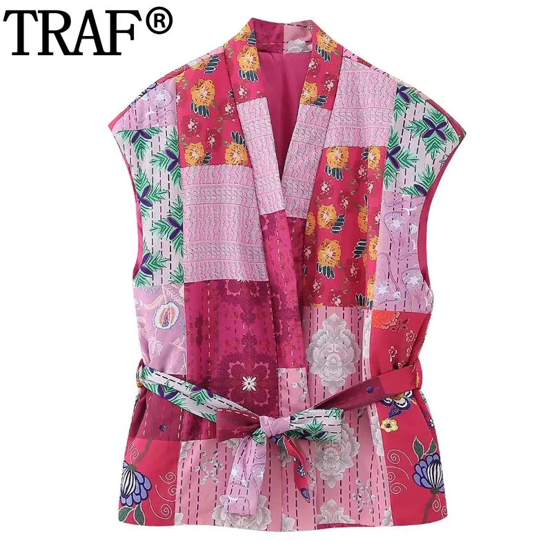 

Женский жилет с принтом, без рукавов, в стиле пэчворк