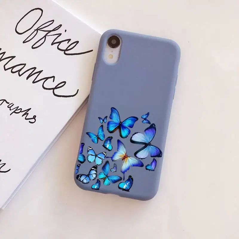 

Yinuoda Girl Butterfly Phone Case Soft Solid Color for iPhone 11 12 13 mini pro XS MAX 8 7 6 6S Plus X XR
