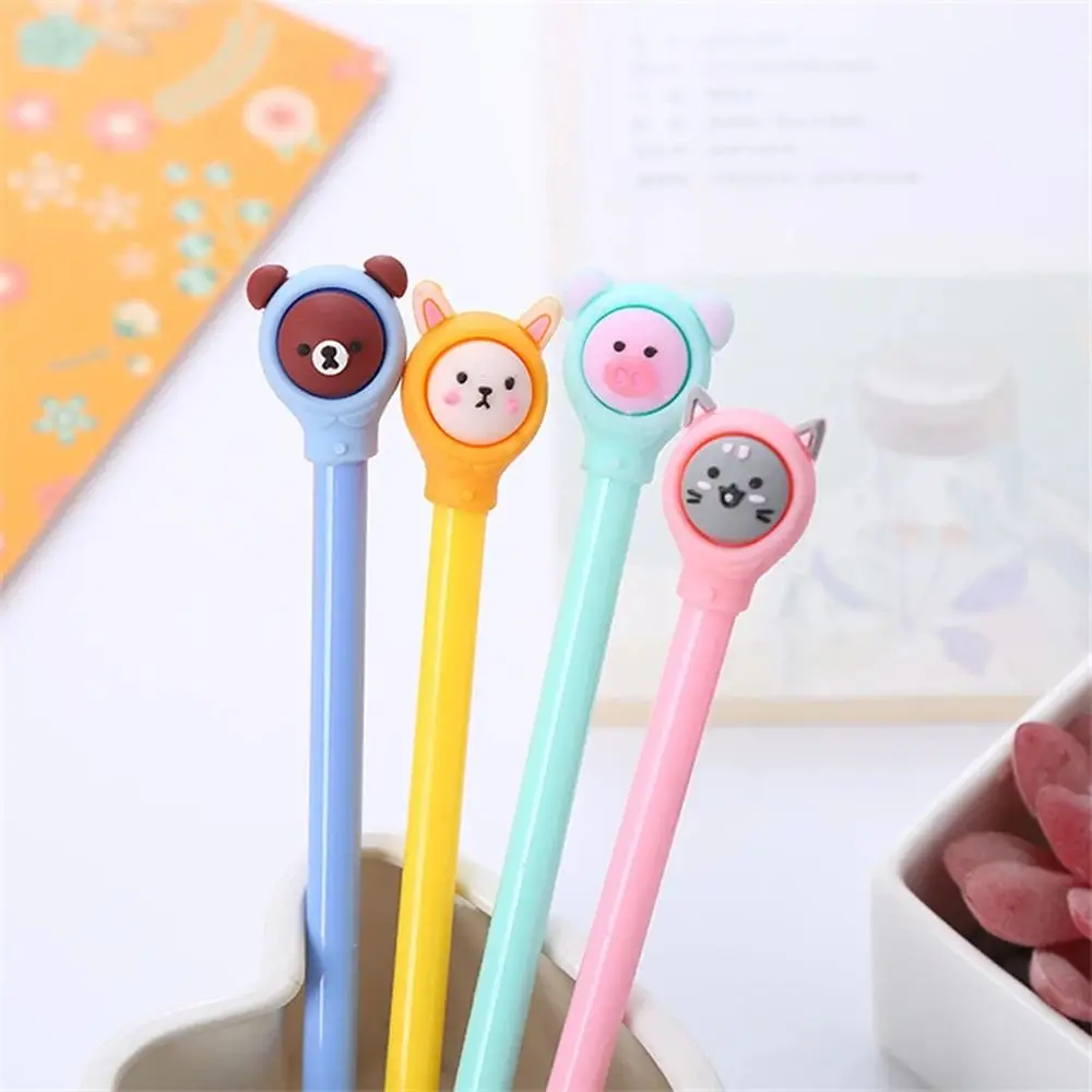 

Writing Supplies Bear Animals Shape Head Cat Pig Cartoon Animal Signature Pen Gel Pen Writting Tool Black Ink Pen