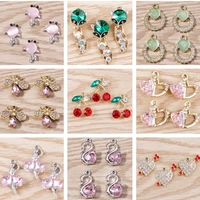 10pcs elegant crystal charms for jewelry making love heart animal fox fish crown charms pendants for diy necklaces earrings gift
