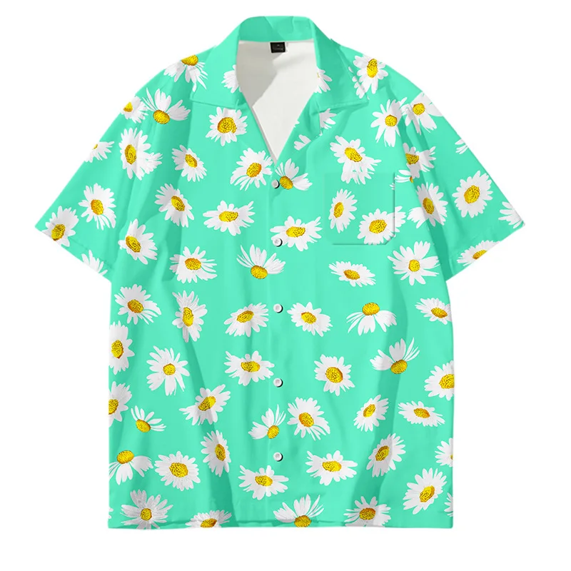 

Plant Series Daisy 3D Printing Casual Short Sleeve Shirt Travel Vacation Men's Fashion Shirt