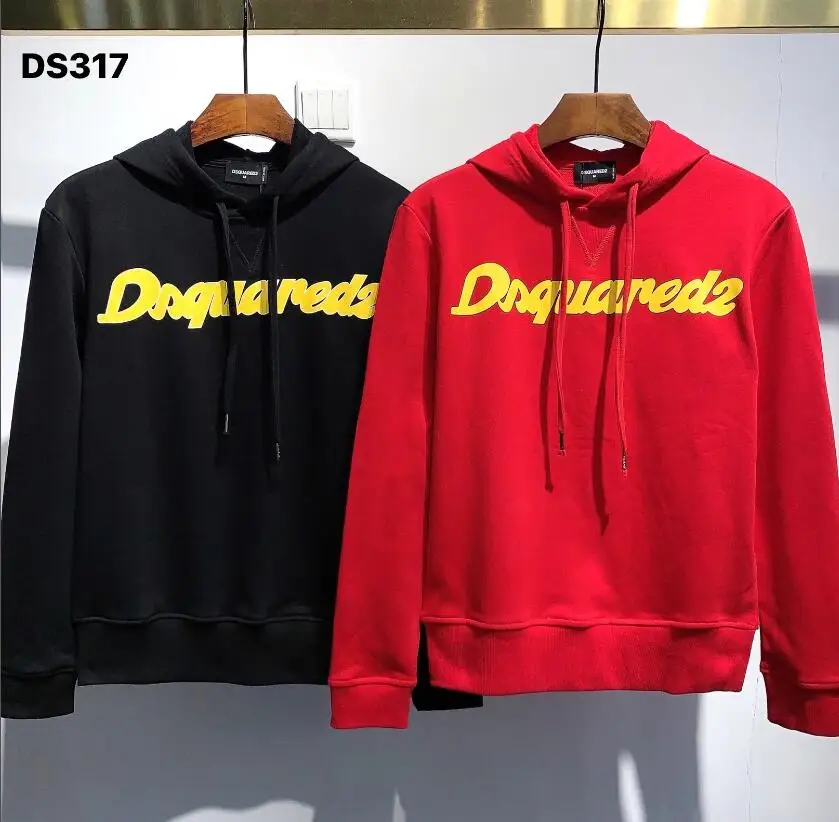 

2021 FW DSQUARED2 Simple letter printing, long-sleeved sweater with hood, pure cotton men/women's clothing sweatshirt DS317