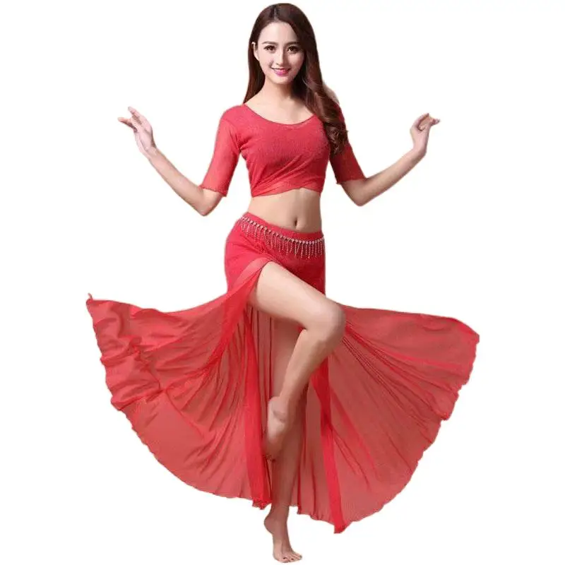 Женский элегантный костюм для танца живота комплект из 2 предметов с сетчатым