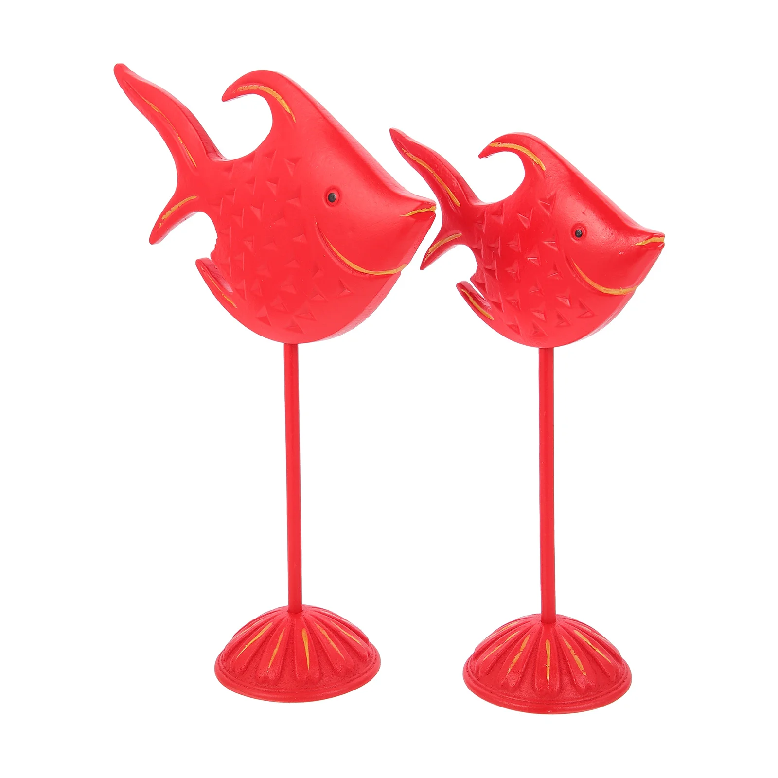 

2Pcs Bedroom Fish Ornament Wooden Fish Craft Desktop Mediterranean Style Decor Red