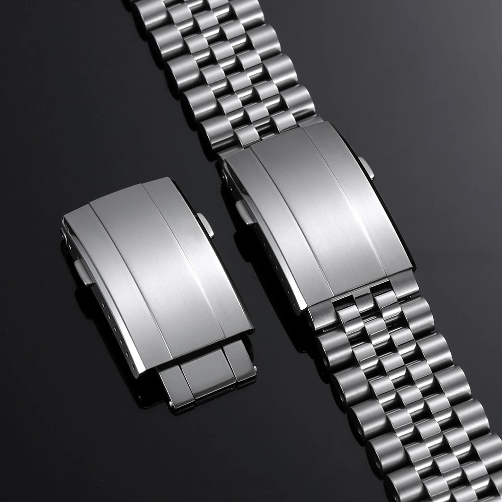 Фото Удлиненная раскладная застежка из нержавеющей стали 304 для часов Seiko, 18 мм, 20 мм, серебристая, с двойной кнопкой, безопасная металлическая застежка для ремешка часов №4