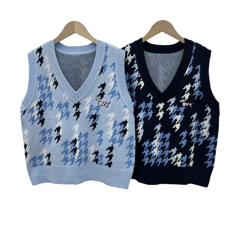 Ранняя весна и осень новая вязаная майка без рукавов с v-образным вырезом