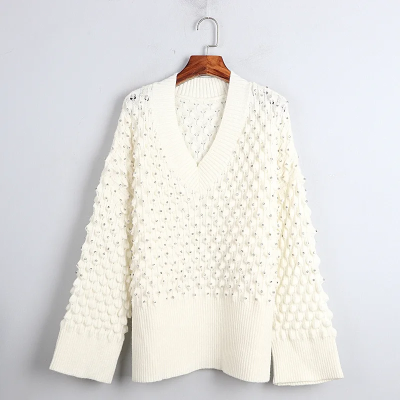 

New heavy industry inlaid long sweater