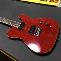 high quality tl electric guitar flamed maple veneer rosewood fingerboard trans red gloss finish