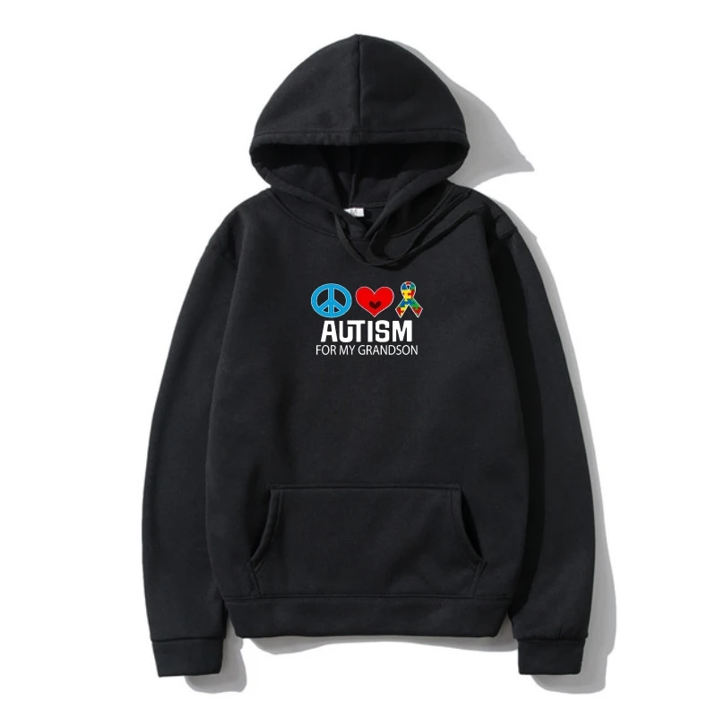 

Hoodies 2022 Fashion Ho Sale Inktastic Autism for My Grandson Puzzle Ribbon Women's Plus Autumn Outerwear Asd Pdd Hoody