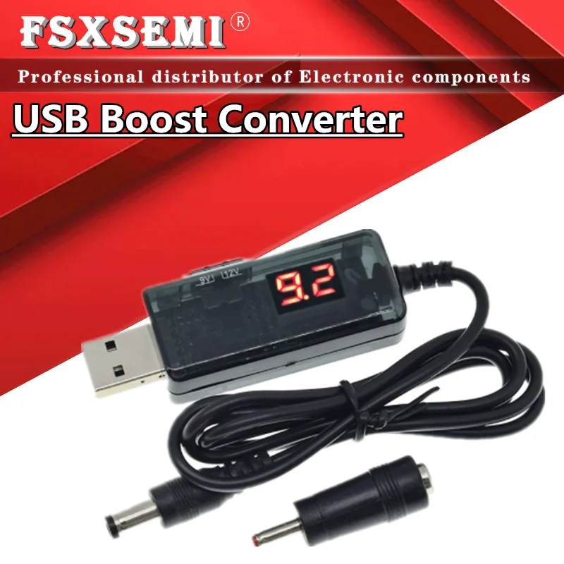 

USB Boost Converter DC 5V to 9V 12V USB Step-up Converter Cable + 3.5x1.35mm Connecter For Power Supply/Charger/Power Converter