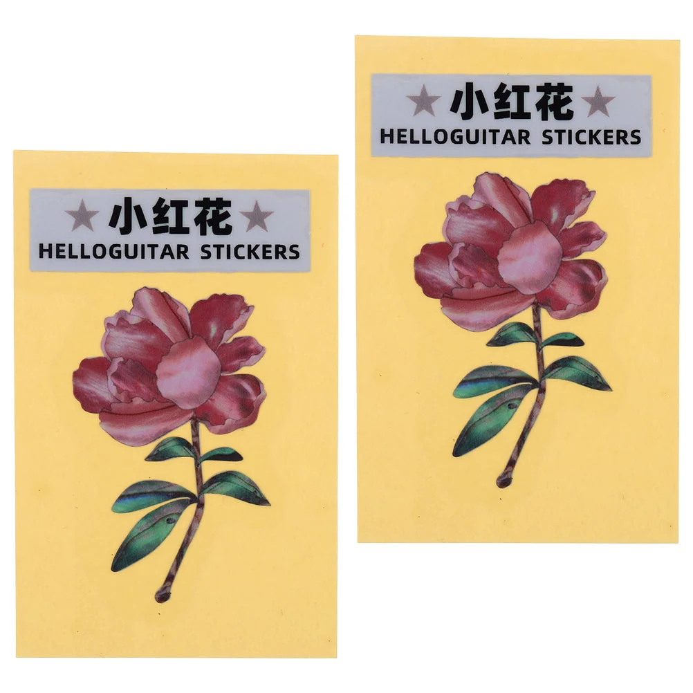 

2 Pcs Guitar Sticker Headstock Stickers Electric Decal Decals Flower Pvc Acoustic