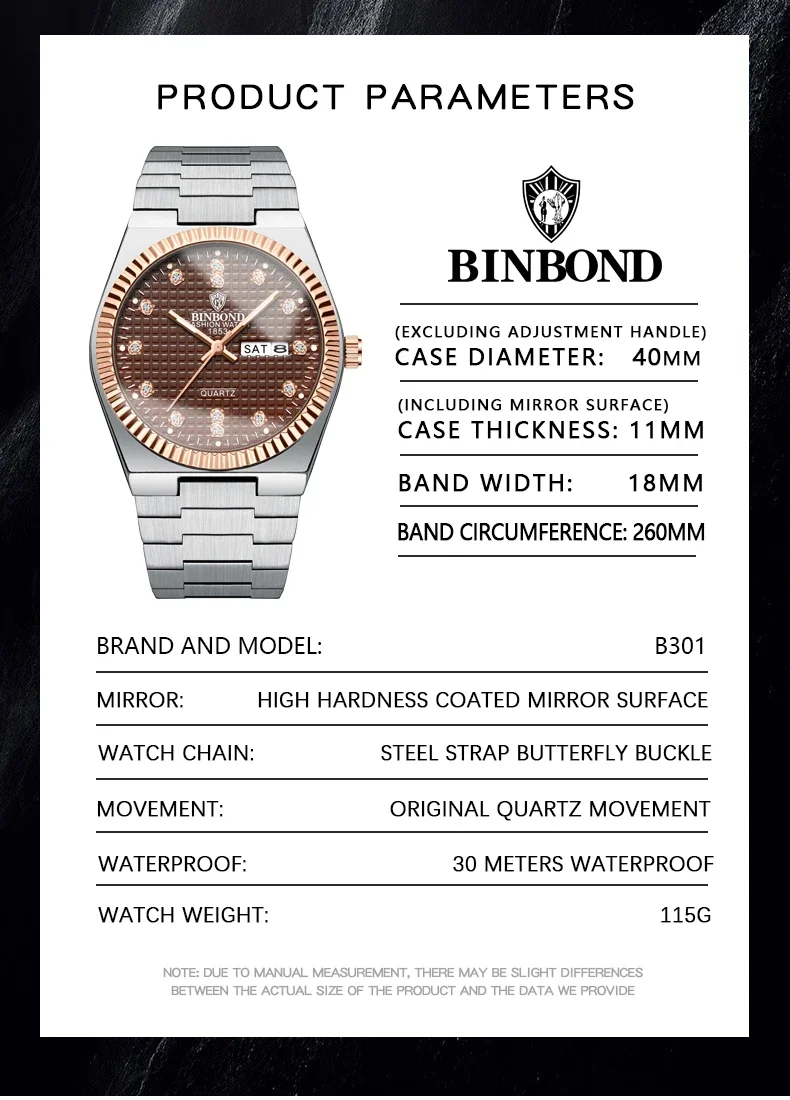 BINBOND B301 новые ультратонкие модные мужские часы серии Super Player светодиодная версия