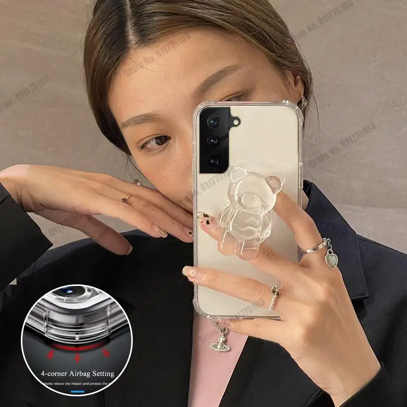 Чехол-подставка для Samsung S22 мягкий прозрачный ТПУ чехол с объемным изображением