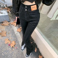 high waist black skinny boot cut jeans vintage denim pants women y2k gothic elastic casual streetwear cute korean flare pants