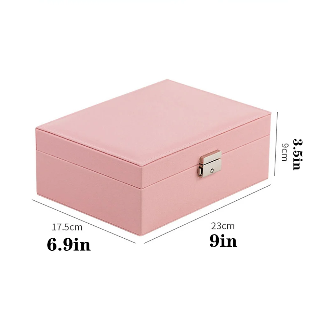 1PCS PU Leather Jewelry Box Double-layer Wooden Jewelry Box Princess Jewelry Storage Box Cosmetic Box