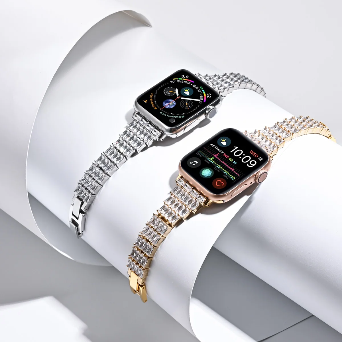 Stainless Steel Strap For Apple Watch band 7 41mm 45mm 40mm 44mm 38mm 42mm Women diamond bracelet For iWatch series 6 SE 5 4 3