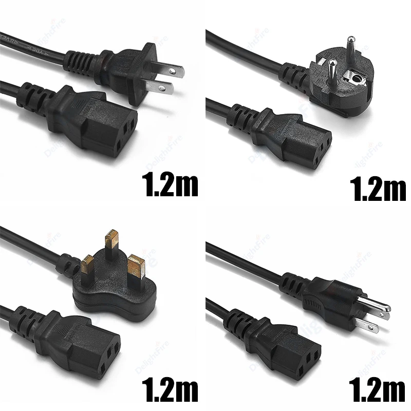 

EU UK US IEC C13 Socket Extension Cable 1.2m Schuko Extension Cord Power Cable For Computer PC Dell Monitor TV Ps4 HP Printer
