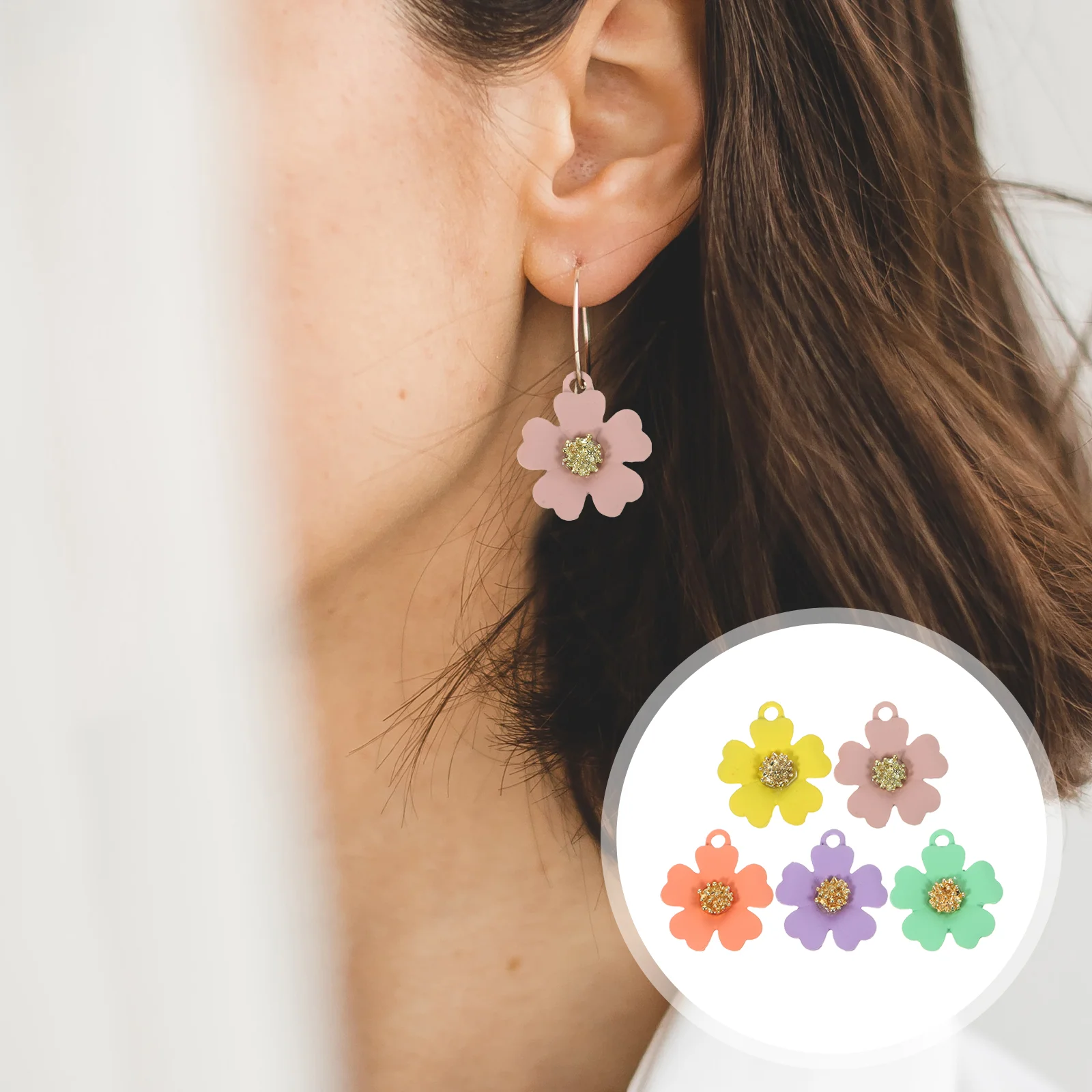 25Pcs Small Flower Pendants Jewelry Making Charms Lovely Necklace Pendants Flower Shape Charms