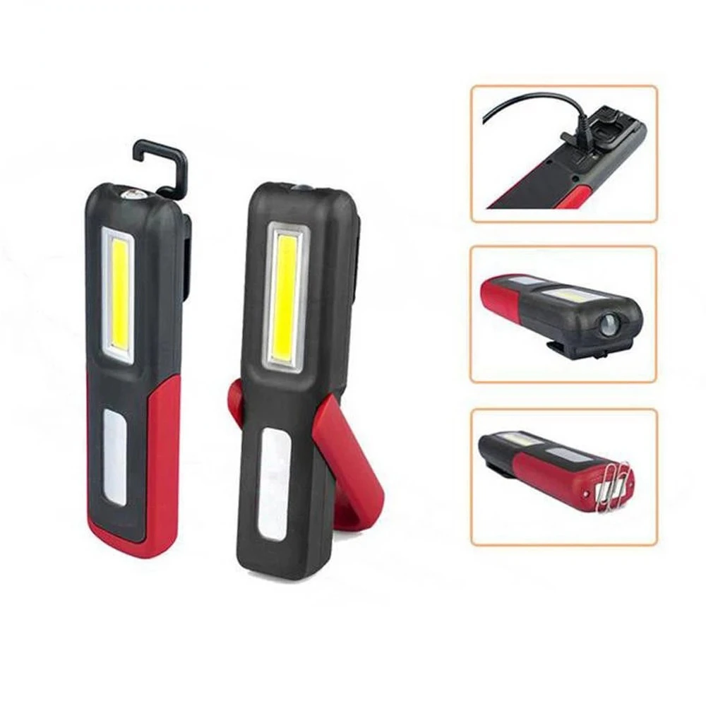 

Cob 3W and led portable flashlight, convenient, rechargeable, with magnetic hook, used for work and camping, energy saving