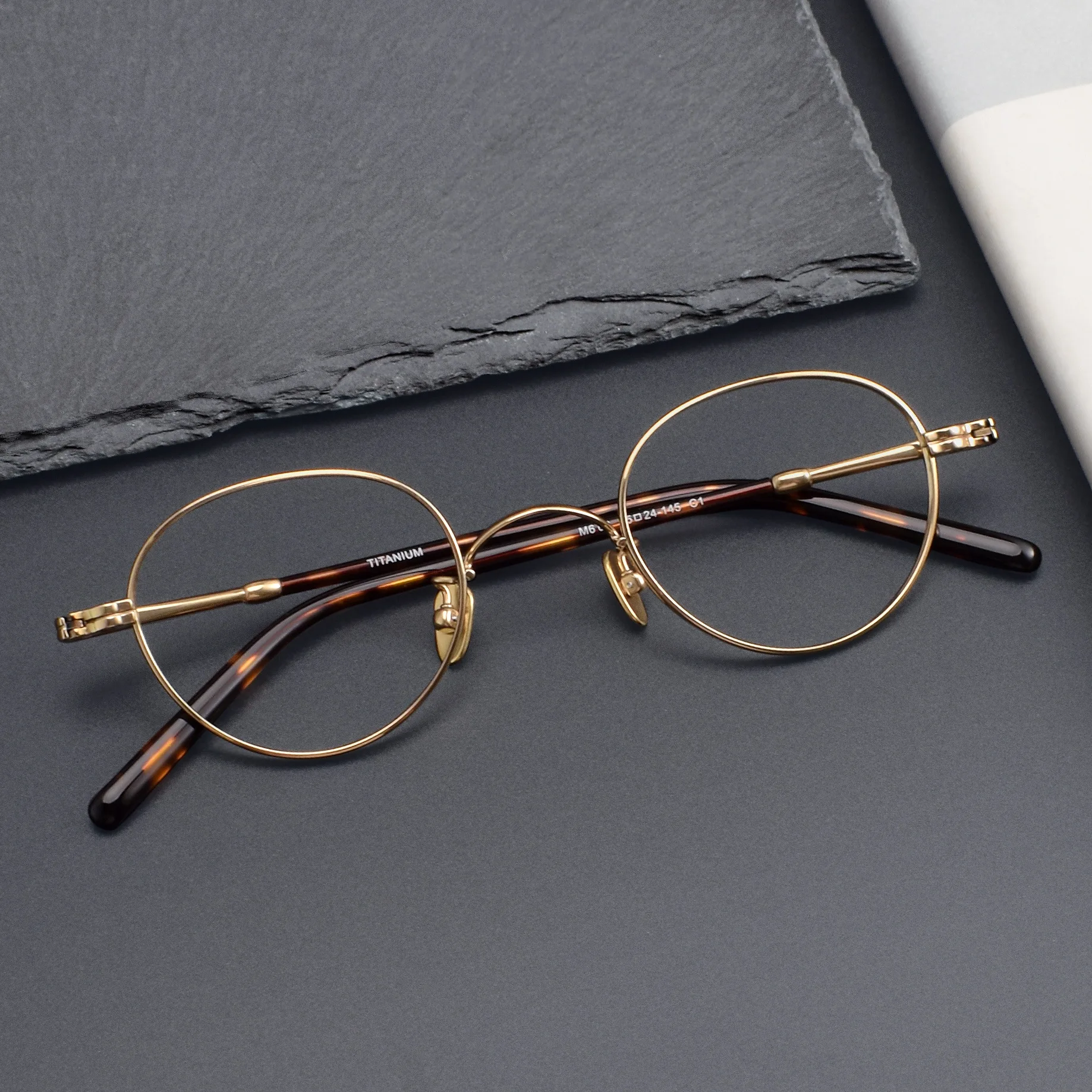 Ретро золотые овальные очки в оправе для мужчин и женщин ультралегкие из чистого