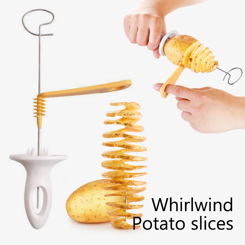 

Potato Slice Cutter Spiral Manual Creative Kitchen Gadgets Vegetables Spiral Knife Stainless Steel Rotate Potato Slicer Twisted