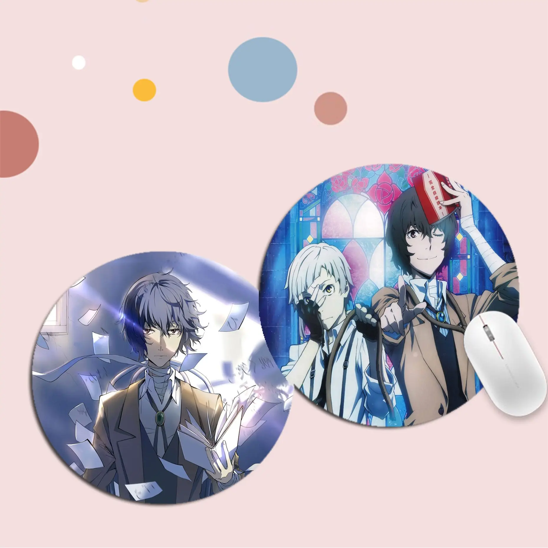 

Bungo Stray Dogs 20x20cm Round Big Promotion Table Mat Student Mousepad Computer Keyboard Pad Games Pad Office Desk Accessories