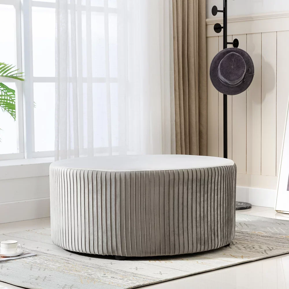 

ACEssentials Emerson Round Ottoman in Gray