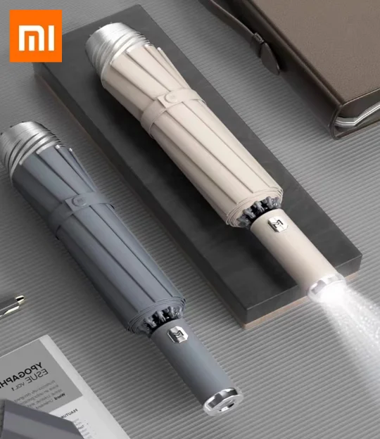 

Новый ветрозащитный автоматический зонт Xiaomi, трехскладной зонт, прочный, ветростойкий и усадочный светодиодный светильник
