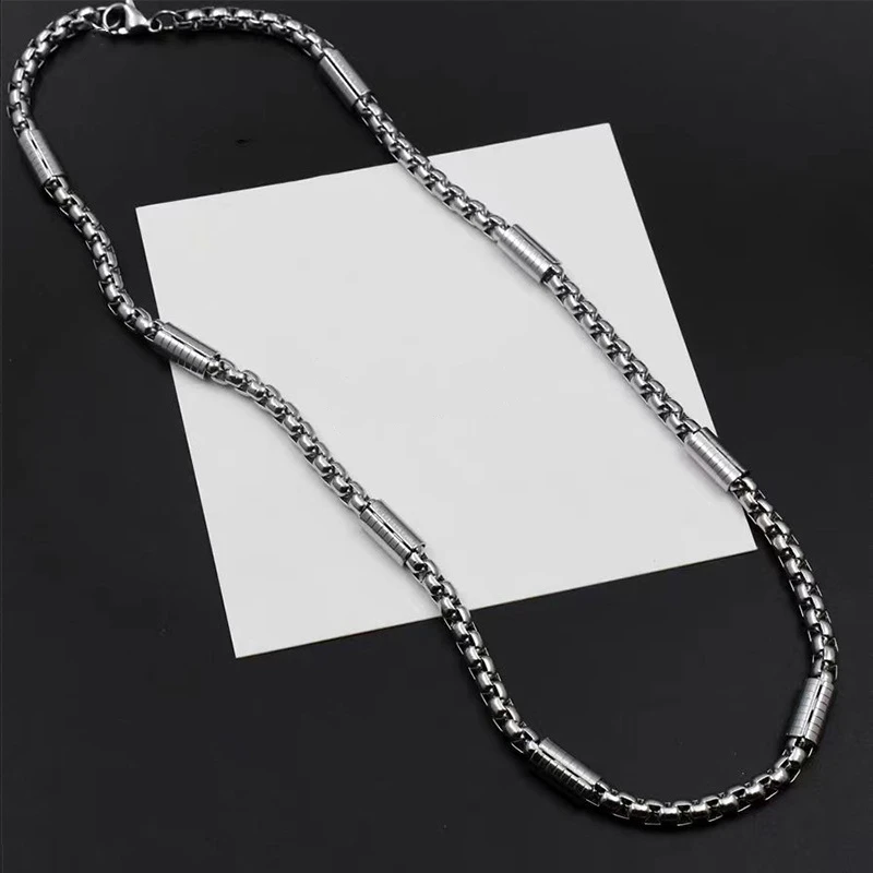 Модная посеребренная круглая цепочка-коробка 5 мм ожерелье из нержавеющей стали