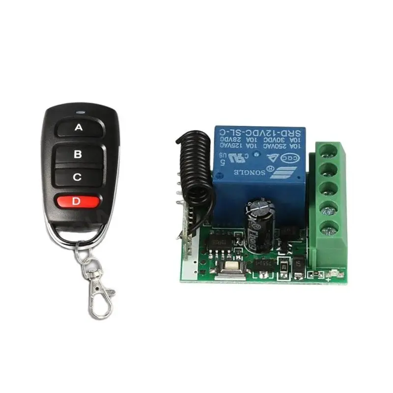 

rf 433MHz Wireless Remote Control 1CH RF Relay Receiver 4 Button DC 12V Universal Remote Controller Switch For Gate Garage door