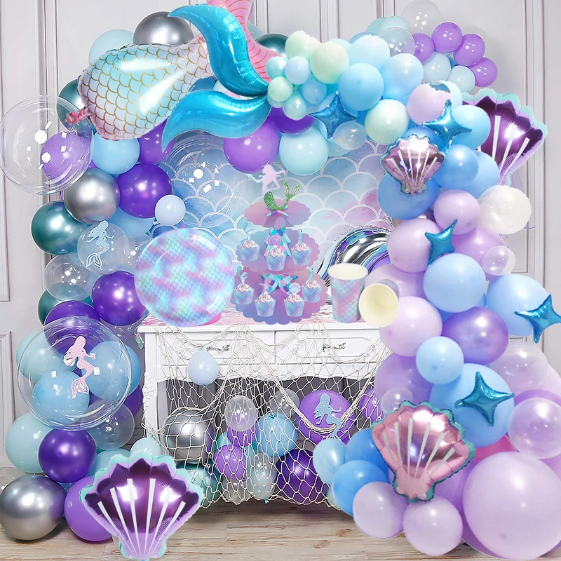 

Mermaid Decoration Tail Shell Balloon Garland Arch Baby Shower Girl 1st Birthday Party Favors Little Mermaid Theme Wedding Decor