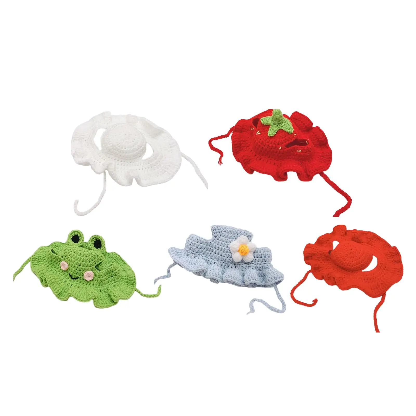 

Dog Hat Handmade with Flower Brim Comfortable Headband Pet Hat for Chihuahua Puppy Holiday Birthday Photograph Prop