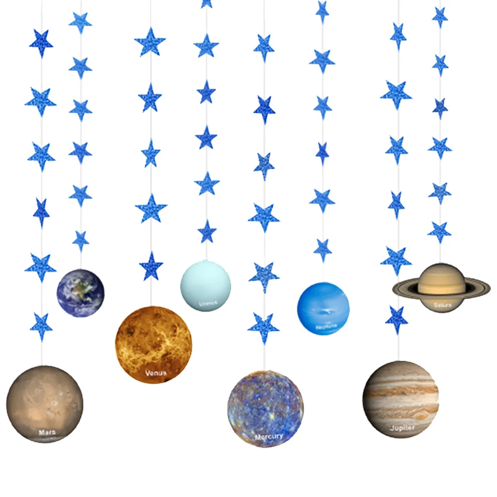 

Banner Garland Hanging Solar System Space Star Party Birthday Banners Bunting Universe Decoration Whirls Garlands Glittery