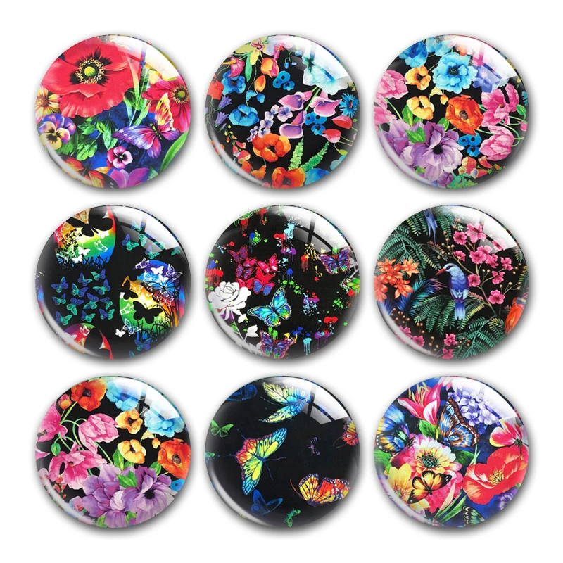 

Цветок бабочка круглая фото стекло кабошон демонстрация плоская задняя сторона для DIY аксессуары для оснастки кнопки