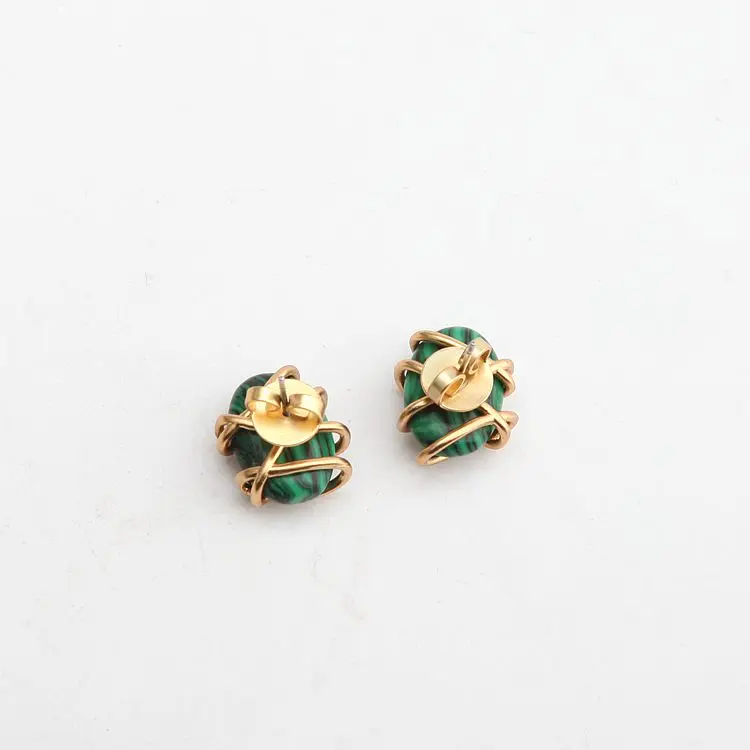 

Luxurytreasury European and American daily accessories: Retro gold inlaid Malachite earrings,fasionable,high quality,gift,women